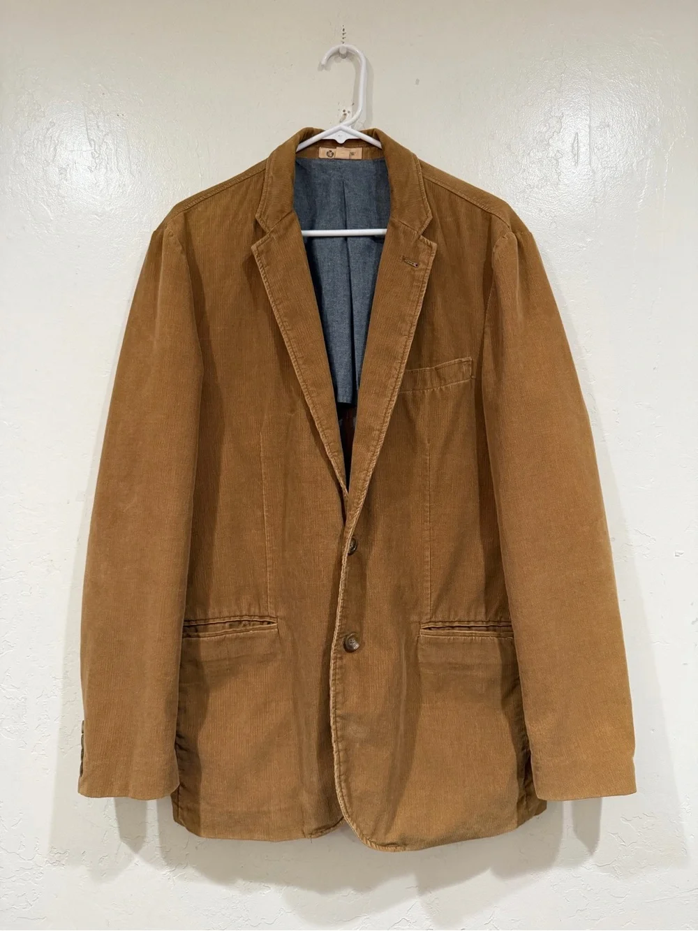 JCrew Ludlow Mens L Corduroy Blazer Tan Camel Brown Sport Coat Jacket Unlined